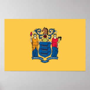 Poster met vlag van New Jersey, VS.