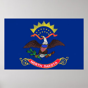 Poster met vlag van North Dakota, VS.