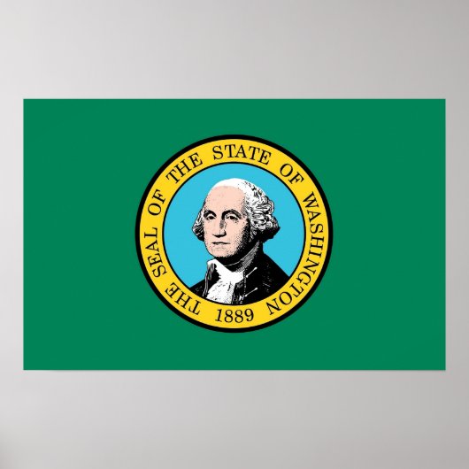 Poster met vlag van Washington, Verenigde Staten. (Voorkant)