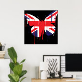 Poster met vlinderverf wordt uitgevoerd (Thuiskantoor)