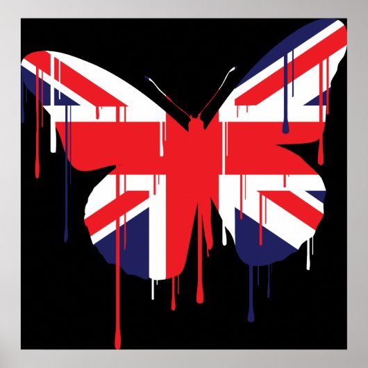 Poster met vlinderverf wordt uitgevoerd (Voorkant)