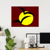 Poster met volle maan en vleermuizen (Thuiskantoor)
