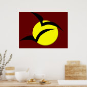 Poster met volle maan en vleermuizen (Keuken)