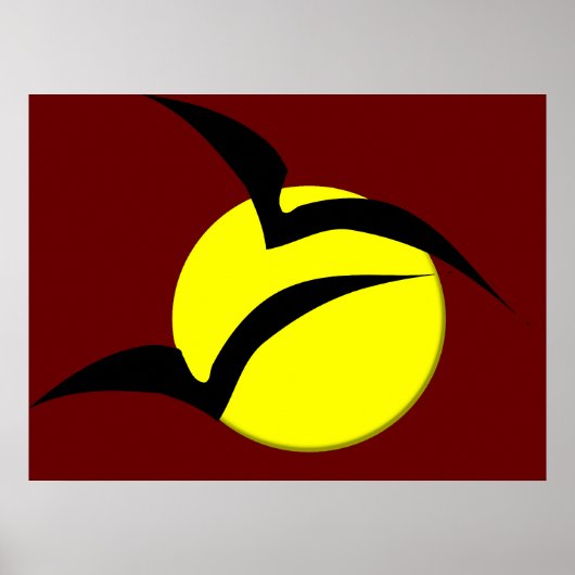 Poster met volle maan en vleermuizen (Voorkant)