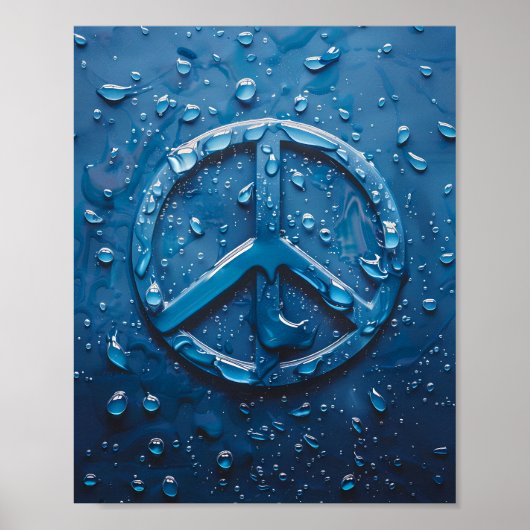 Poster met vredessymbool en blauwe waterdruppel (Voorkant)