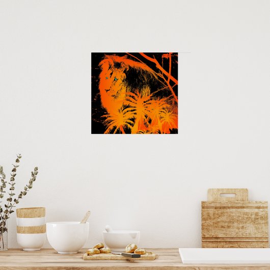 Poster met vuurleeuw (Keuken)