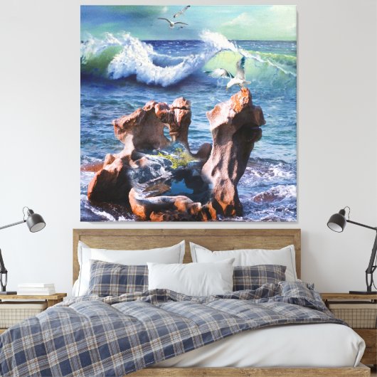 Poster met waterkracht canvas afdruk (Insitu (Slaapkamer))