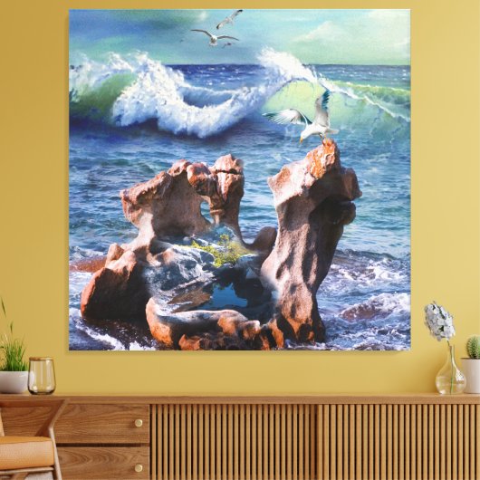 Poster met waterkracht canvas afdruk (Insitu (Woonkamer))