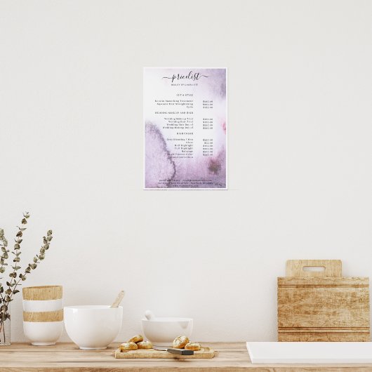Poster met waterverf prijzenlijst (Keuken)