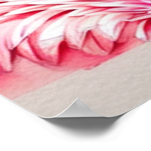 Poster met waterverf, roze Flamingo (Hoek)