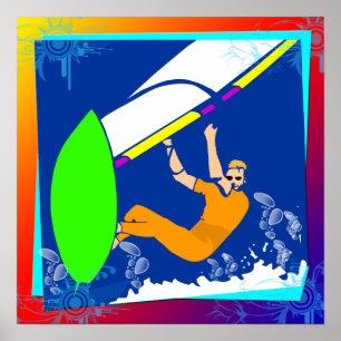 Poster met wielsurfen