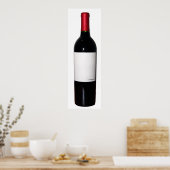 Poster met wijnflesje (blanco etiket) (Keuken)