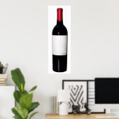 Poster met wijnflesje (blanco etiket) (Thuiskantoor)