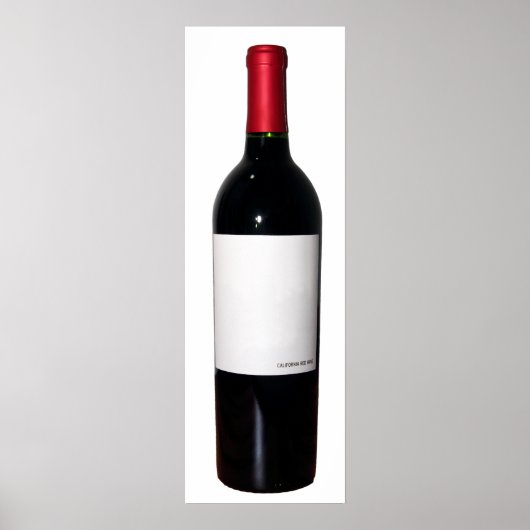 Poster met wijnflesje (blanco etiket) (Voorkant)