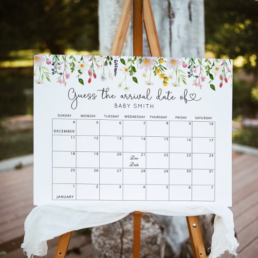Poster met wilde bloemen Raad de datum Kalender