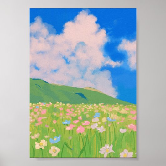 Poster met wilde bloemenveld (Voorkant)