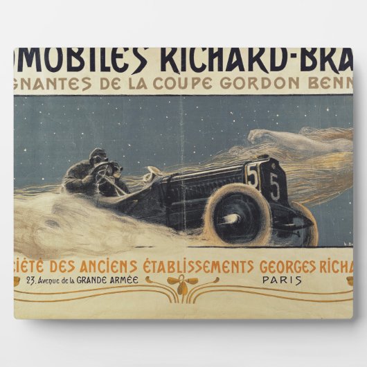 Poster met winnende Automobiles Richard-Brasier Fotoplaat (Voorkant)