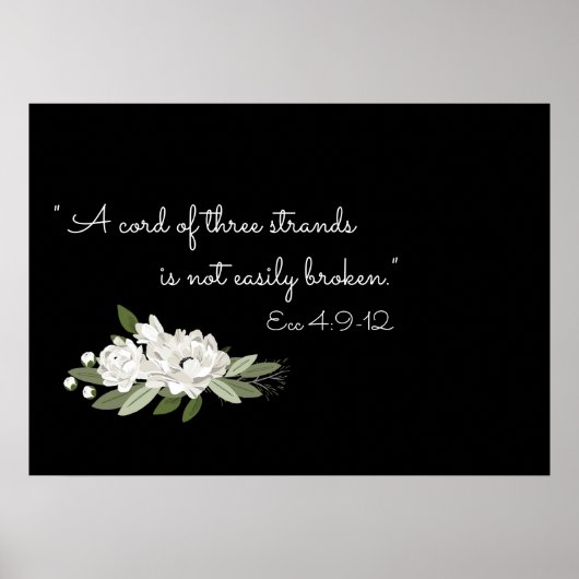 Poster met witte florale bruiloft (Voorkant)