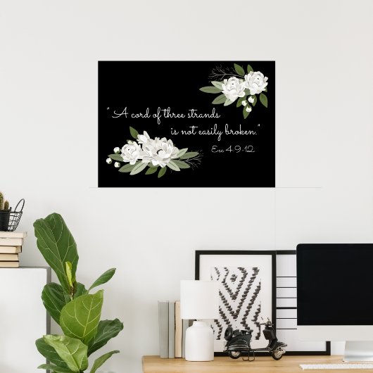 Poster met witte florale bruiloft (Thuiskantoor)