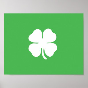 Poster met witte klaverblad