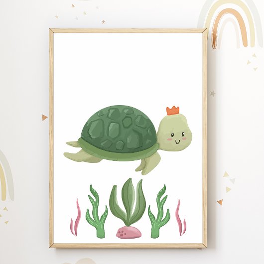 Poster met zeeschildpad kinderkamer decoratie