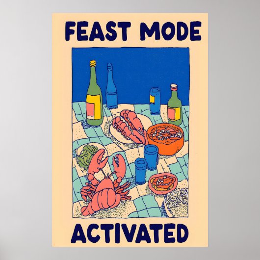 Poster met zeevoedselbanket Feestmodus geactiveerd (Voorkant)