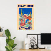 Poster met zeevoedselbanket Feestmodus geactiveerd (Thuiskantoor)
