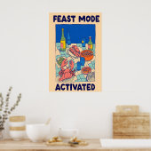Poster met zeevoedselbanket Feestmodus geactiveerd (Keuken)