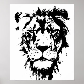 Poster met zwarte en witte afdruk Leo