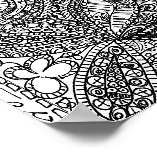 Poster met zwarte en witte, door Paisley geïnspire (Hoek)