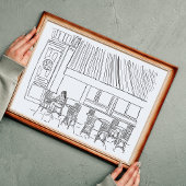 Poster met zwarte en witte Parijse cafe