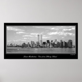 Poster met zwarte en witte tweekleppige towers