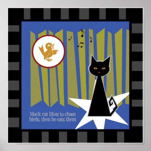 Poster met zwarte kat (Voorkant)