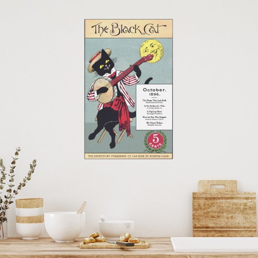 Poster met zwarte kat (Keuken)