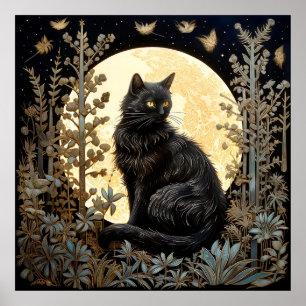 Poster met zwarte kat