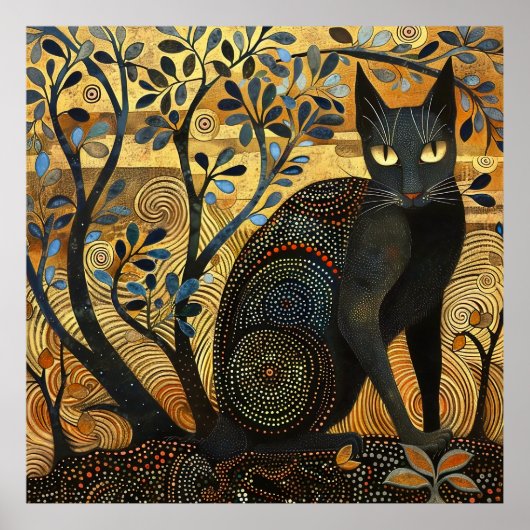 Poster met zwarte kat (Voorkant)