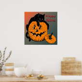 Poster met zwarte kattenpompoen (Keuken)