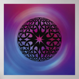 Poster met zwarte Keltische knoop