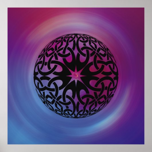 Poster met zwarte Keltische knoop (Voorkant)