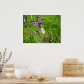 Poster met zwarte veinen witte vlinder (Keuken)