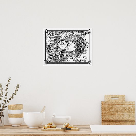 Poster "Mevrouw Dee's Moondance" kleuren (Keuken)