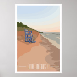 Poster Michigan Shoreline-meer, 24 x 36-inch Poste