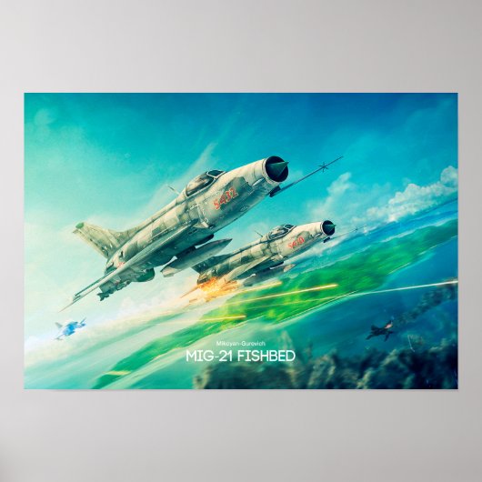 Poster Mikoyan-Gurevich MiG-21 Vissersbed (Voorkant)