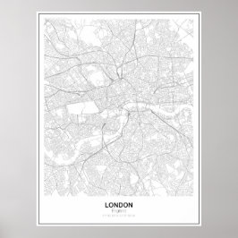 Poster Minimalistische kaart Londen (stijl 2)
