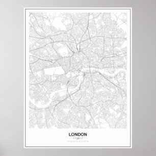 Poster Minimalistische kaart Londen (stijl 2)