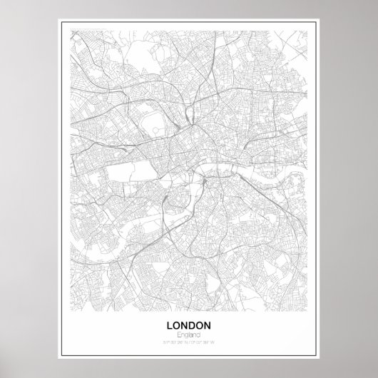 Poster Minimalistische kaart Londen (stijl 2) (Voorkant)