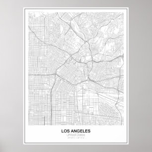 Poster Minimalistische kaart van Los Angeles (stij