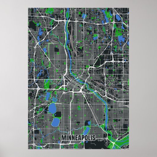 Poster Minneapolis Map (Voorkant)