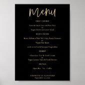 Poster Modern Gold Script Black Wedding Menu (Voorkant)