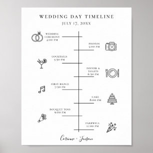 Poster Modern Wedding Icons-tijdlijn